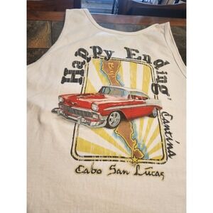 Vtg Happy Endings Cantina Cabo San Lucas‎ Shaka Wear Muscle Tank 5XL 56 Chevy